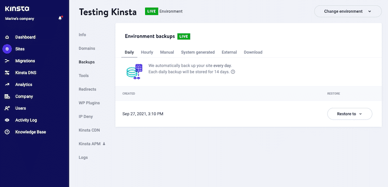 Cpanel fácil de usar e poderoso - Fonte: Kinsta