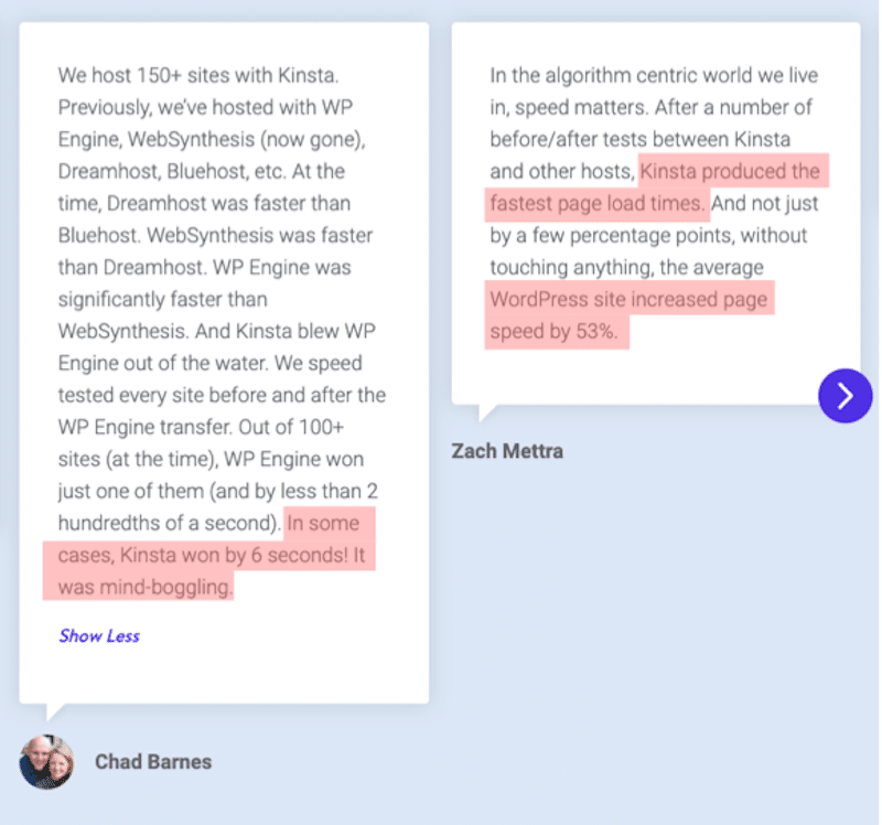 Apa yang dikatakan pengguna WordPress tentang Kinsta - Sumber: Kinsta