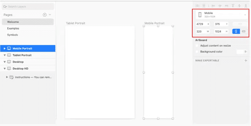 Utilisation de Sketch pour redimensionner vos images manuellement - Source : Sketch