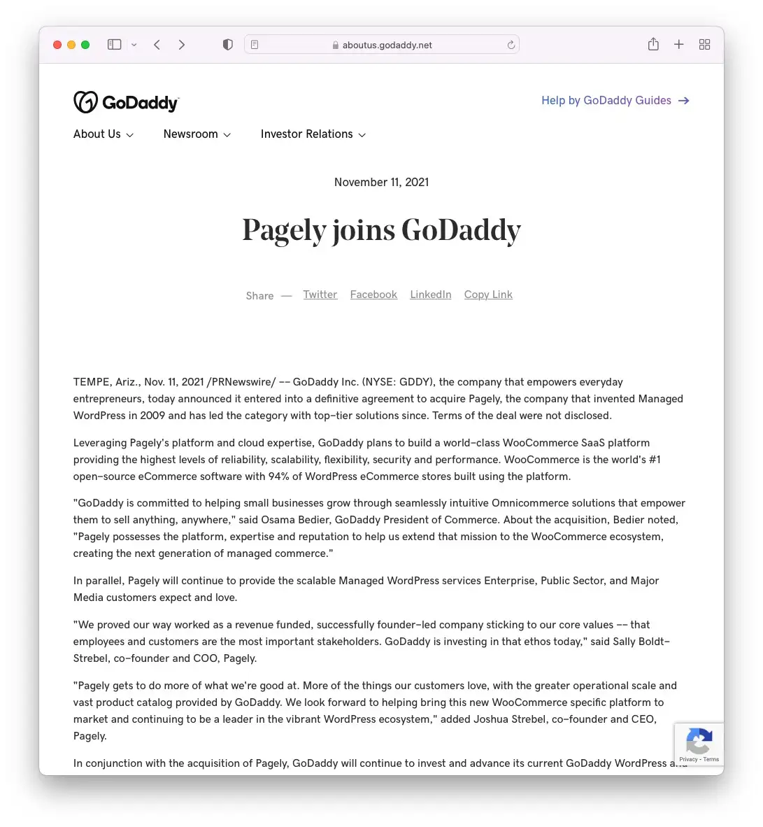 GoDaddy przejmuje Pagely