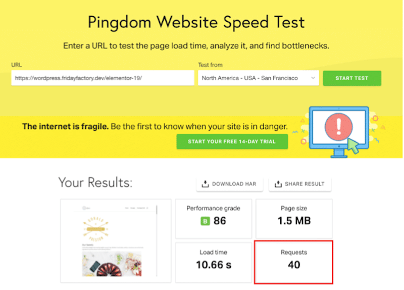 طلبات HTTP - المصدر: Pingdom