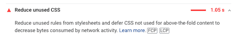 Уменьшите неиспользуемый CSS — аудит PageSpeed ​​Inisghts