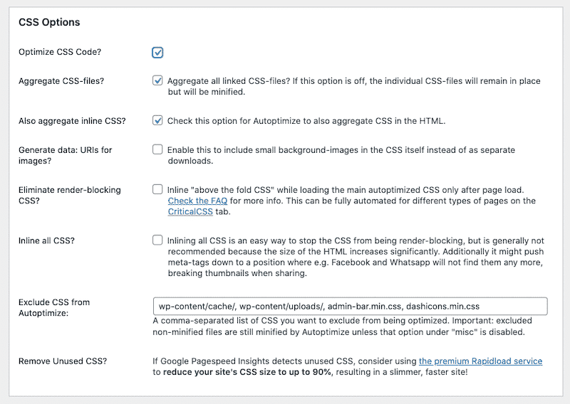 Autoptimizeプラグインを使用したCSSの最適化