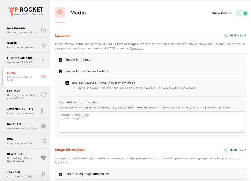 Medya Optimizasyonu - WP Rocket Dashboard