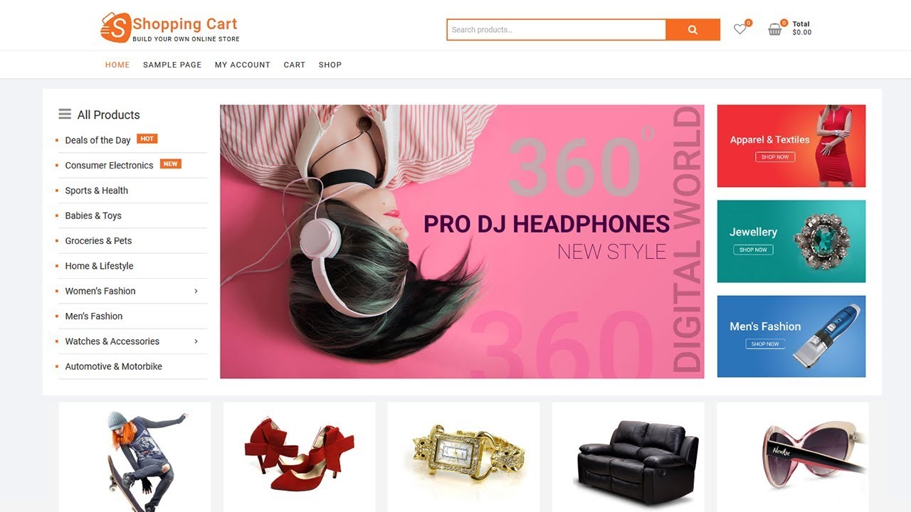 ShoppingCart: ธีมอีคอมเมิร์ซ WordPress ฟรี