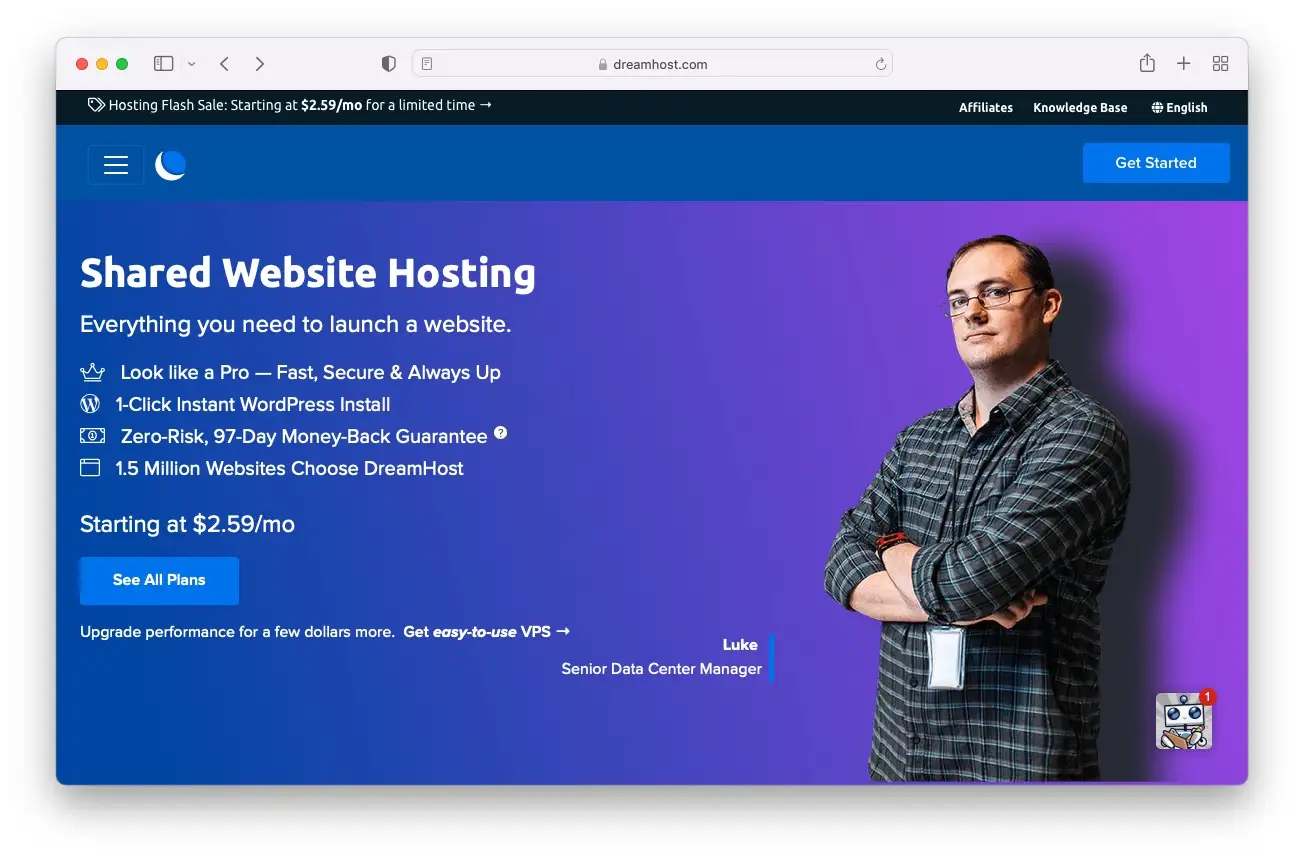 Ücretsiz kar amacı gütmeyen web sitesi barındırma: DreamHost