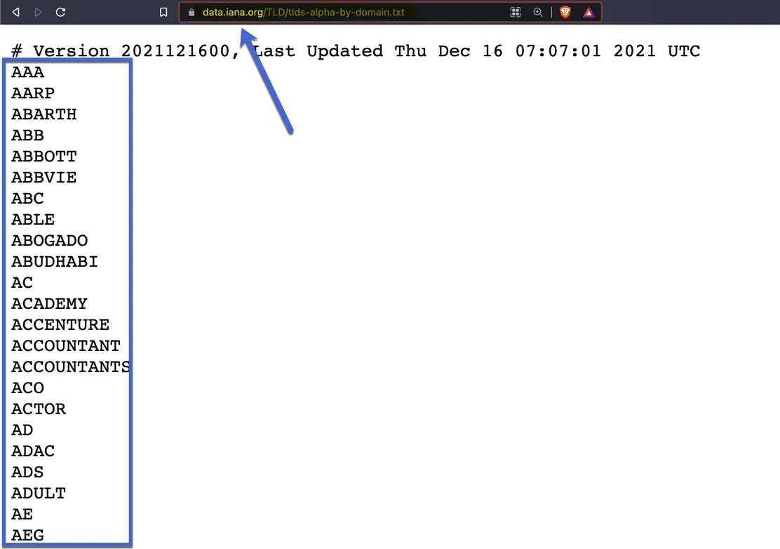 .com x .net x .org - lista icann