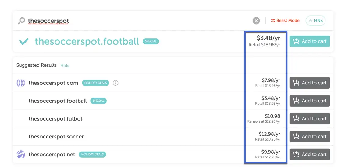 Prezzi .com vs .net vs .org