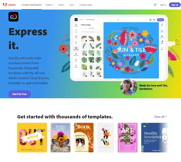 最佳拼贴应用：Adobe Creative Cloud Express