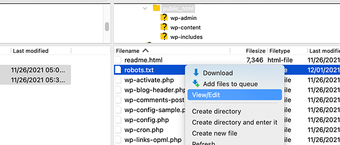 editați robots.txt wordpress