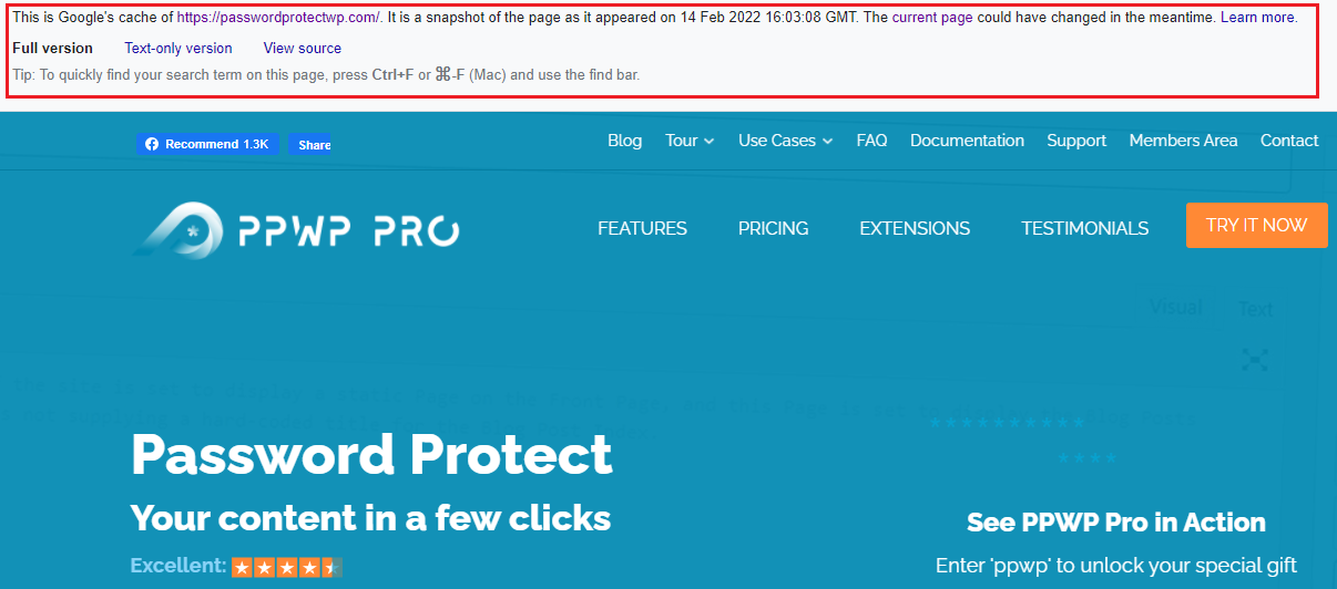 ppwp pro page en cache de google