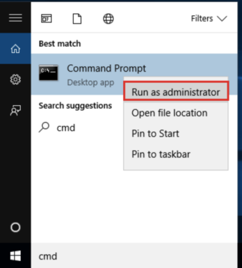 Mulai cmd.exe sebagai administrator