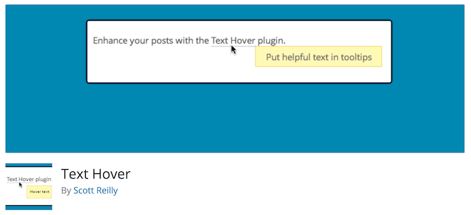 المكوّن الإضافي Text Hover