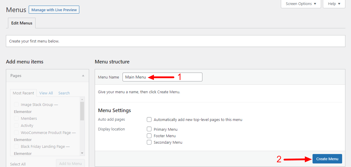 Create Menu