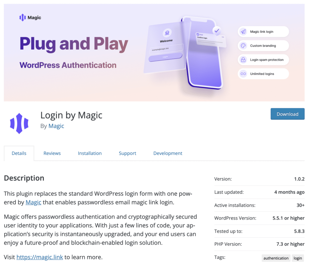 Плагин Magic.Link для WordPress