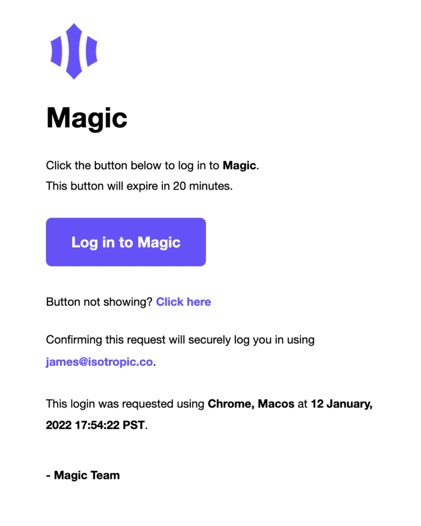 Magic Link Email