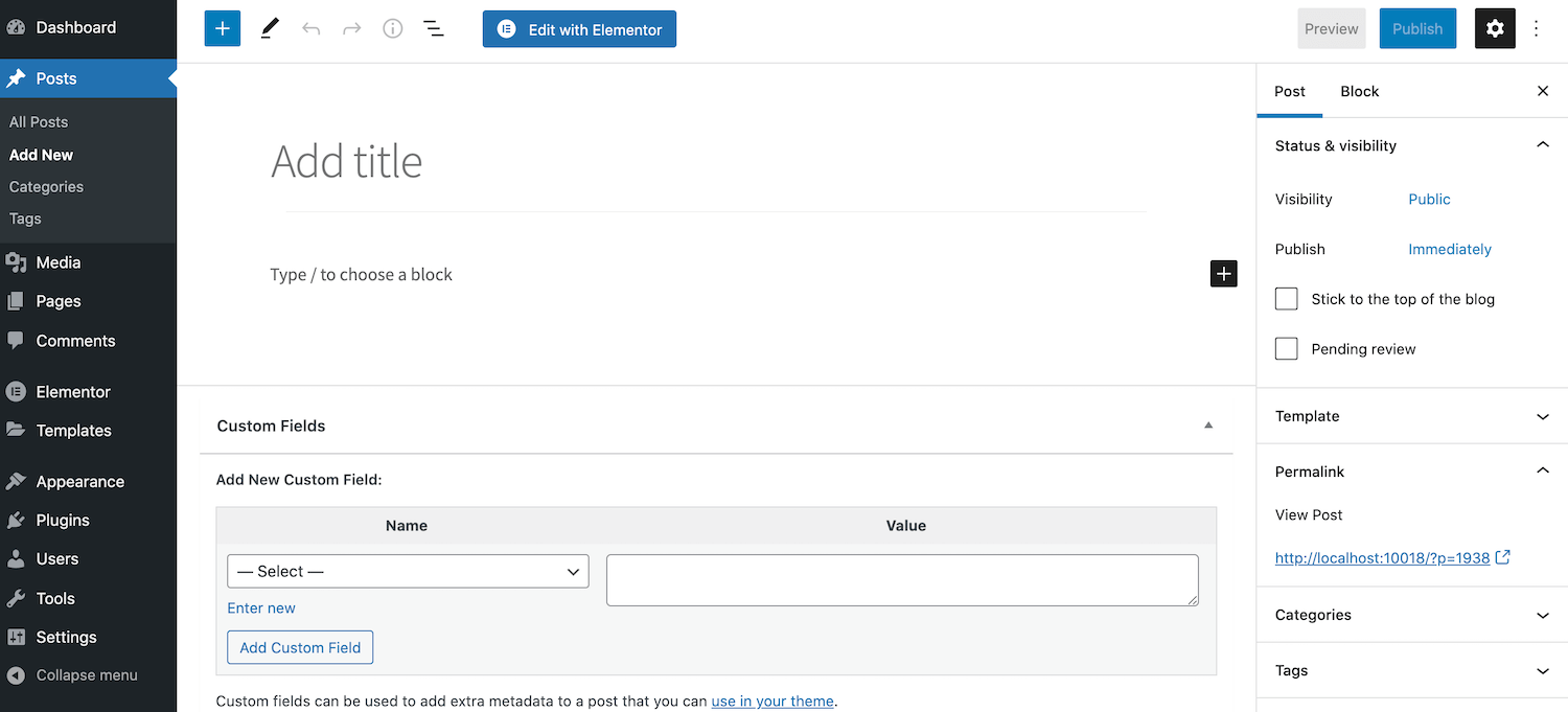 在编辑器中使用 Elementor 进行编辑