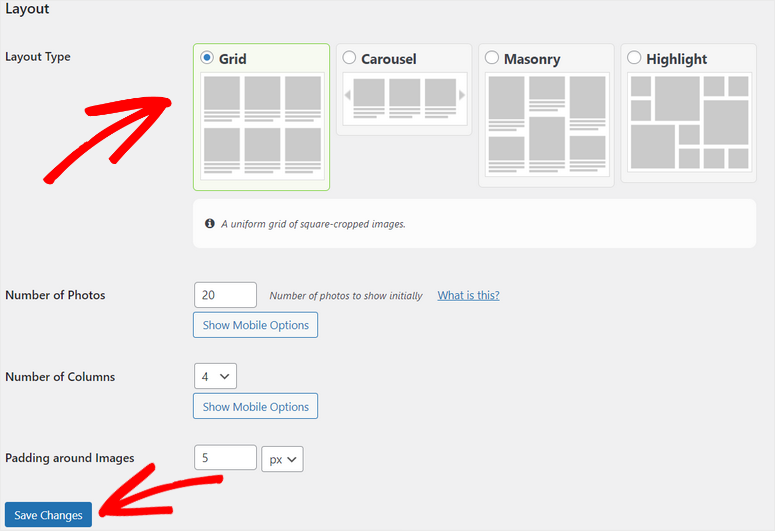 change instagram feed layout