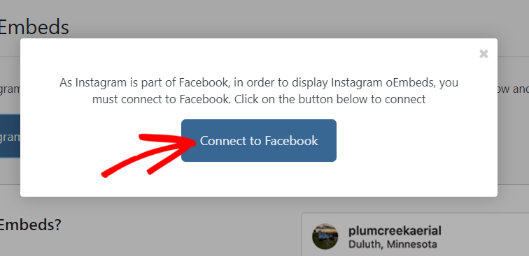 connect to facebook how to add instagram feed in wordpress