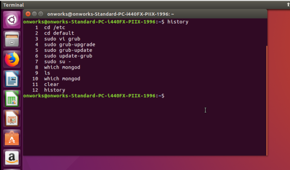 Linux command: history