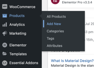 Gehen Sie in den Produkten unter WooCommerce zu „Neu hinzufügen“.