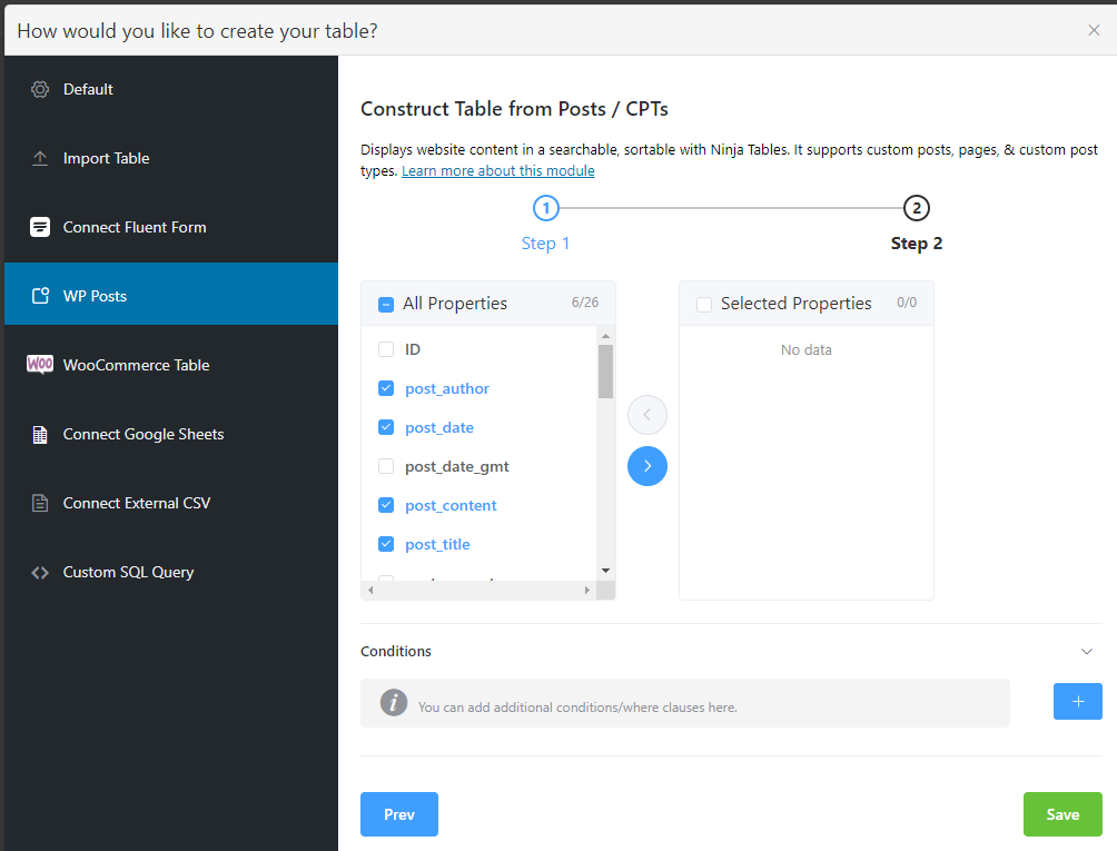 melhores maneiras de usar o Ninja Tables para adicionar dados às tabelas do WordPress a partir de postagens