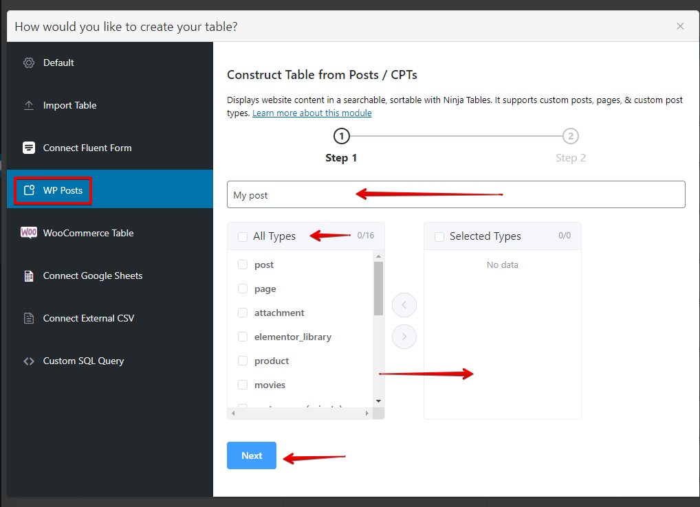 crear una tabla en WordPress y agregar datos a las tablas de WordPress desde las publicaciones