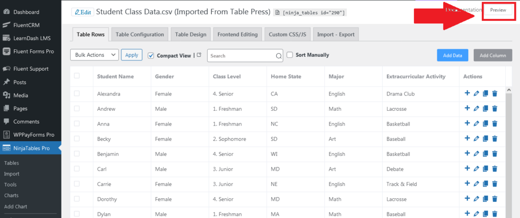 exportar complemento de tabla de WordPress