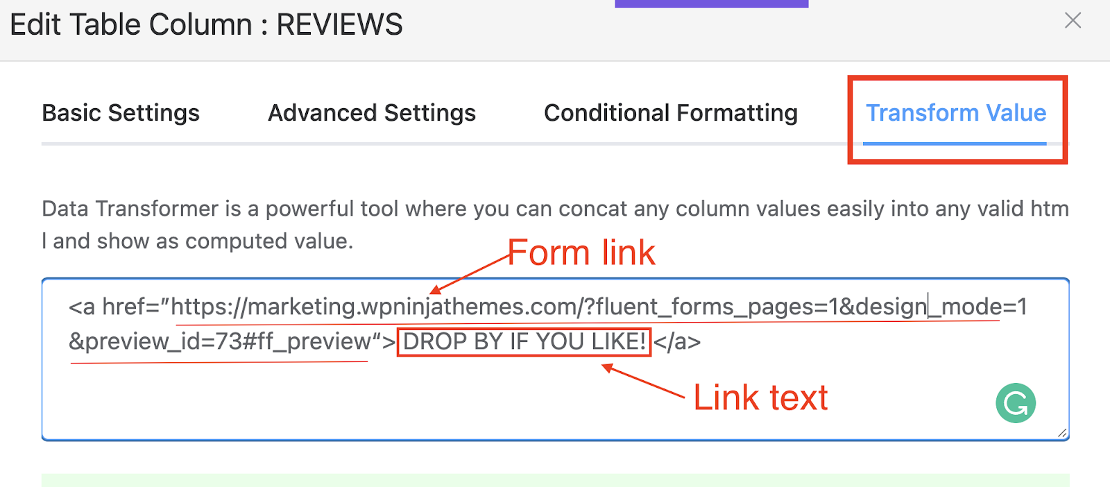 Integrare Fluent Forms Ninja Tables