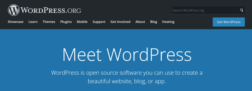 صفحة WordPress.org الرئيسية