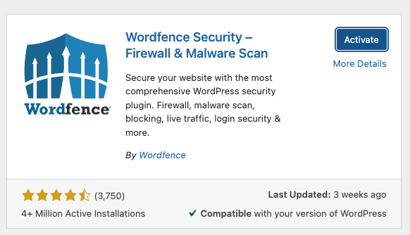 Complemento de seguridad de Wordfence