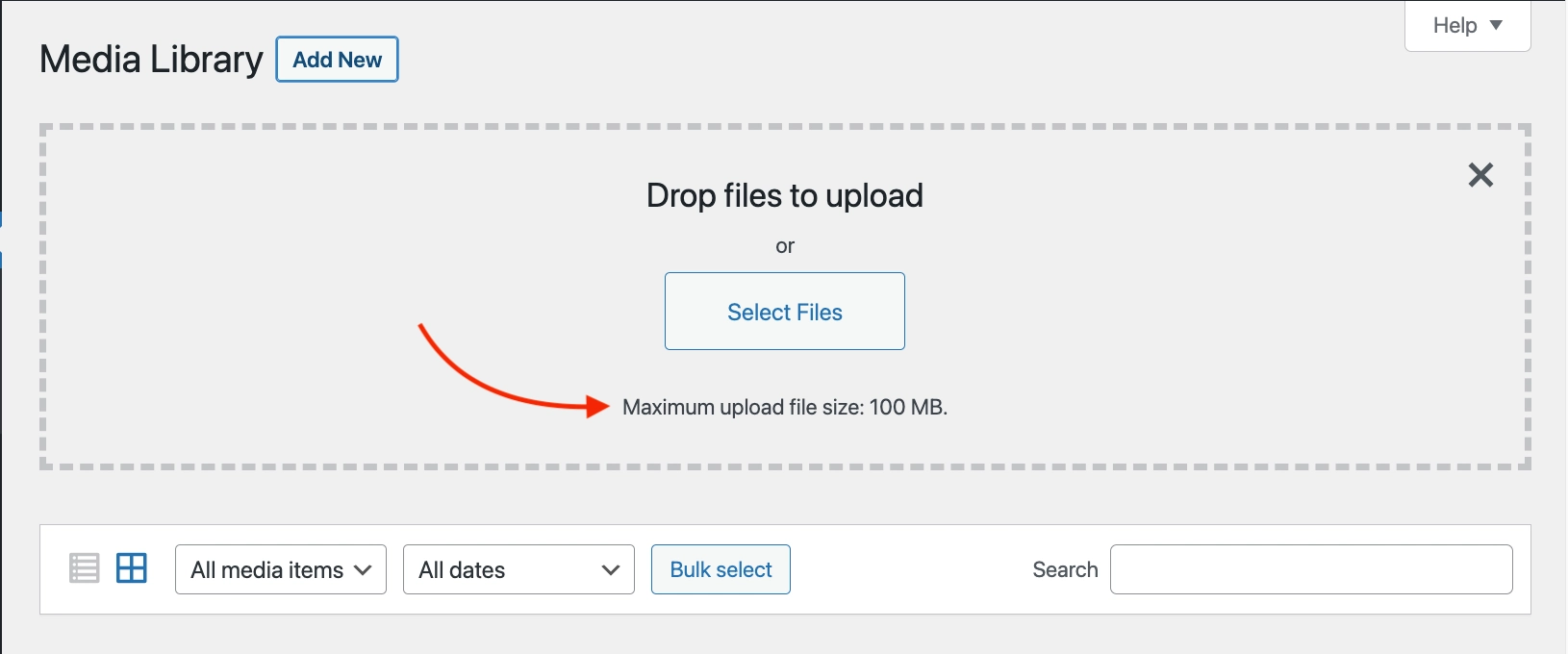 Ein Beispiel für das maximale Upload-Limit. Eine Überschreitung kann zu einem der häufigsten WordPress-Fehler führen.