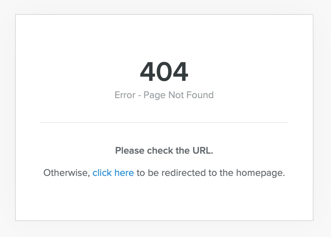 Un șablon nepersonalizat de 404 pagini.