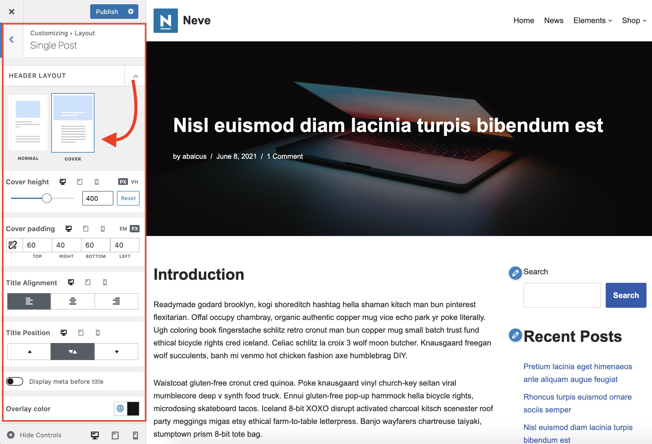 Neve 3.0 traz uma nova gama de opções de layout para seus posts e páginas de produtos