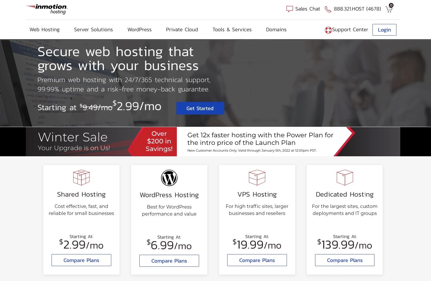 หน้าแรกของ Inmotion Hosting