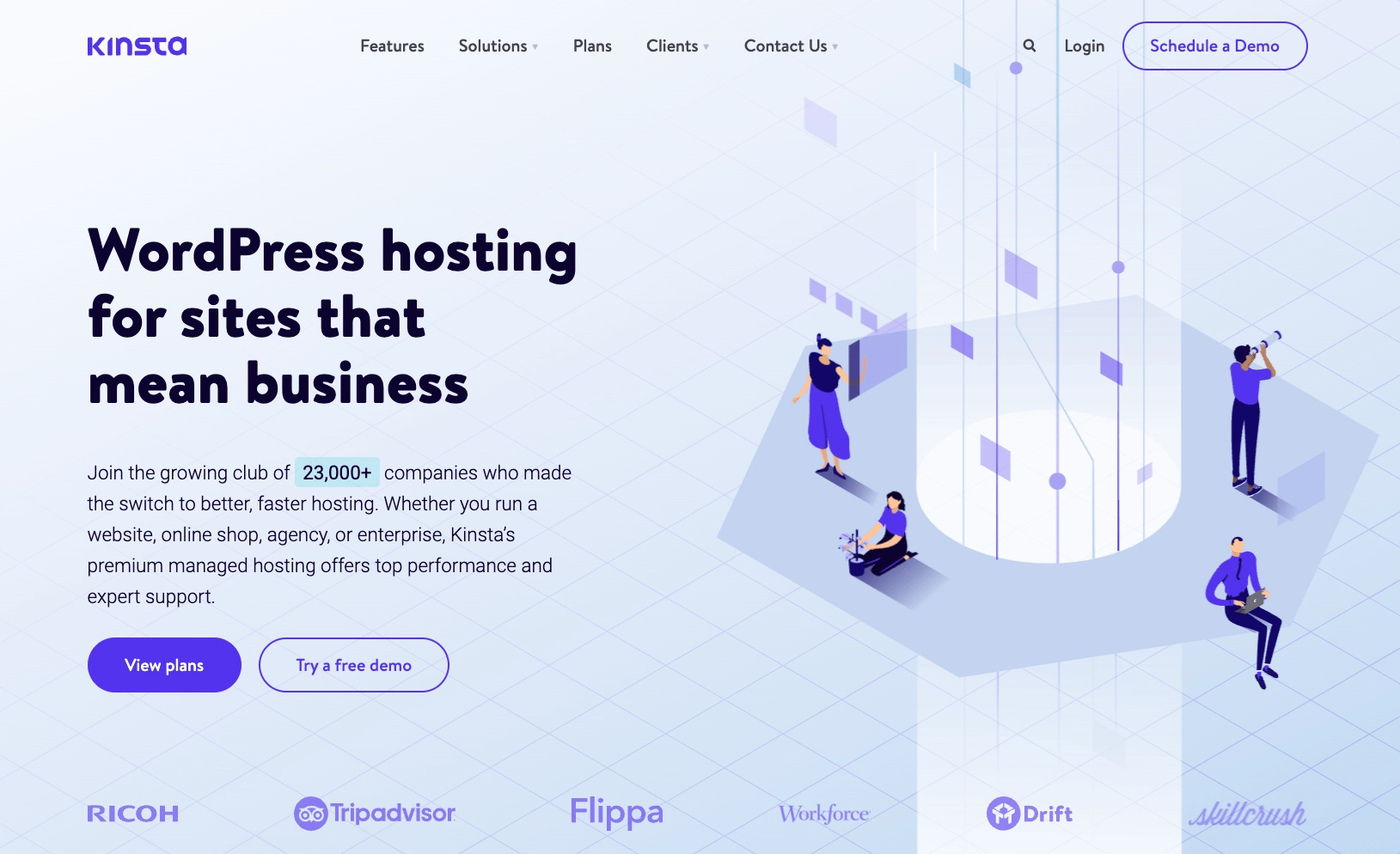 Die Hosting-Homepage von Kinsta.