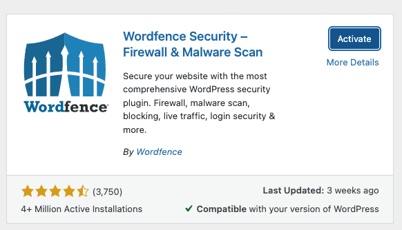 ปลั๊กอินความปลอดภัย Wordfence