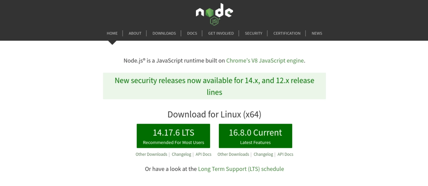 موقع Node.js.