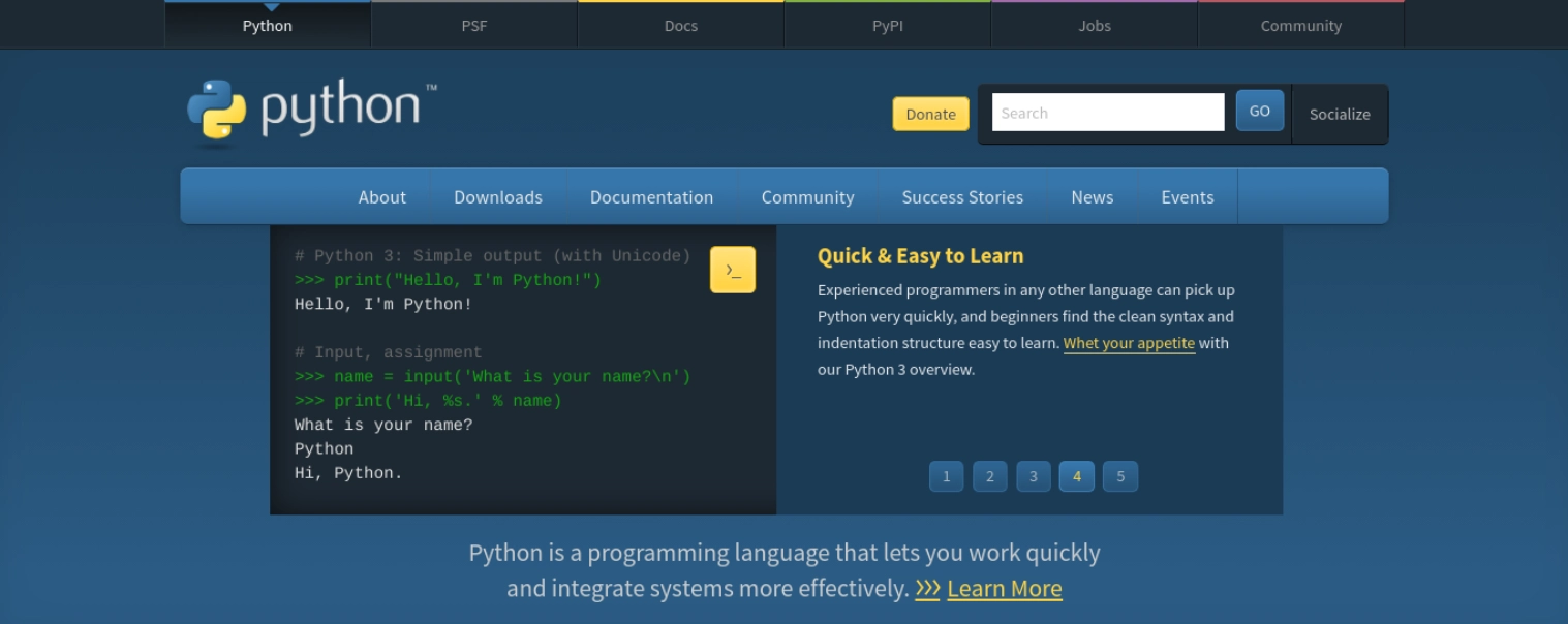 Le site Python.