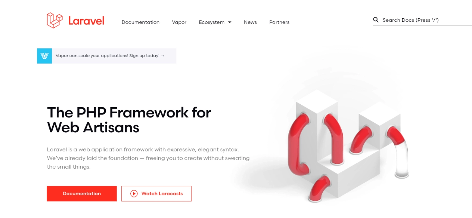 Le site Web du framework Laravel.