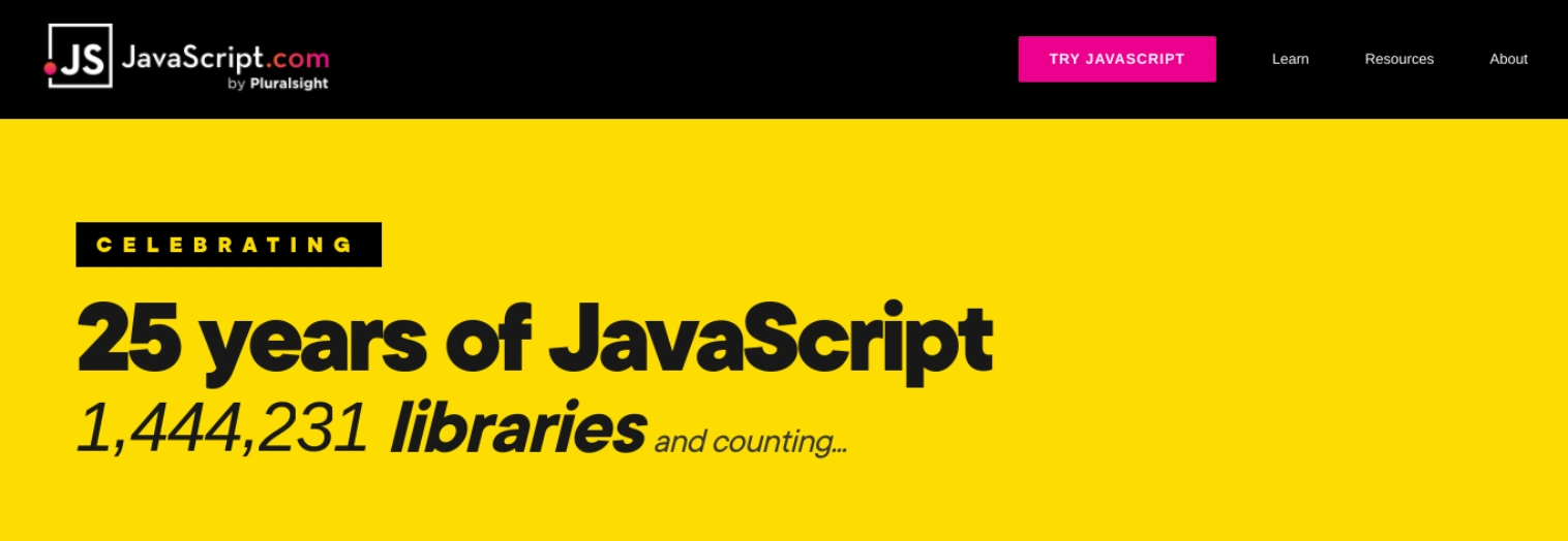 ابدأ بموقع JavaScript على الويب إذا كنت مهتمًا بأفضل لغة برمجة لتتعلمها.