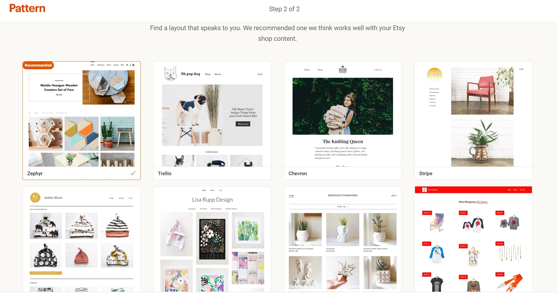 Shopify 대 Etsy - 템플릿