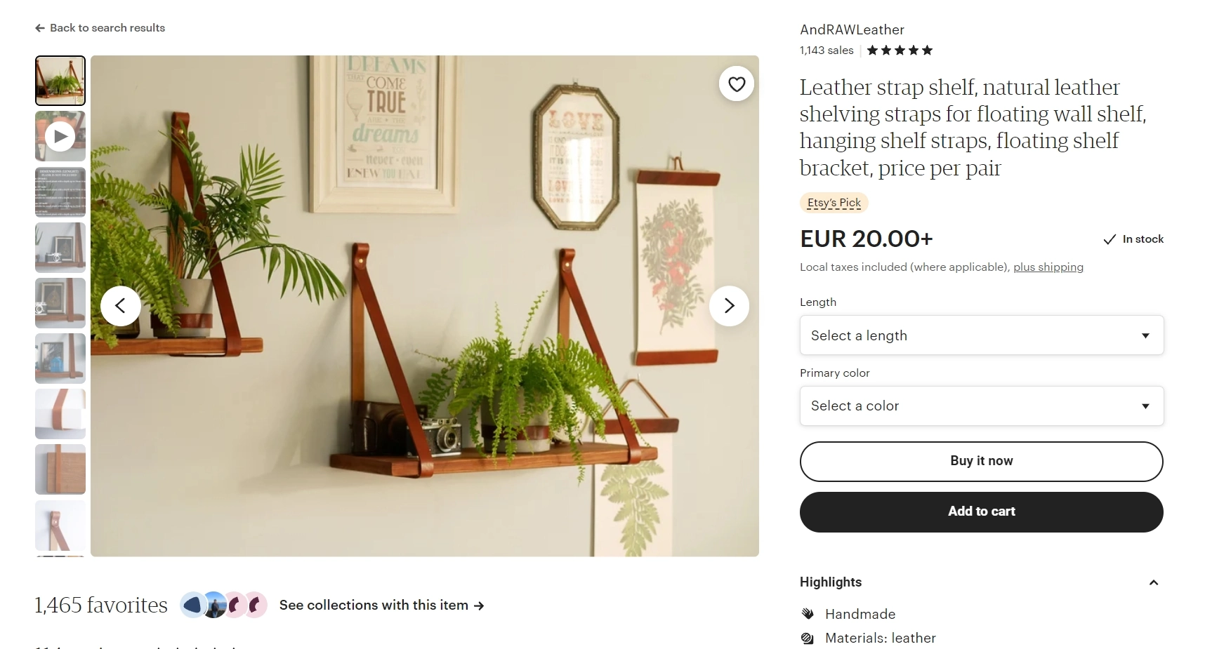 Strony produktów Shopify a Etsy — Etsy