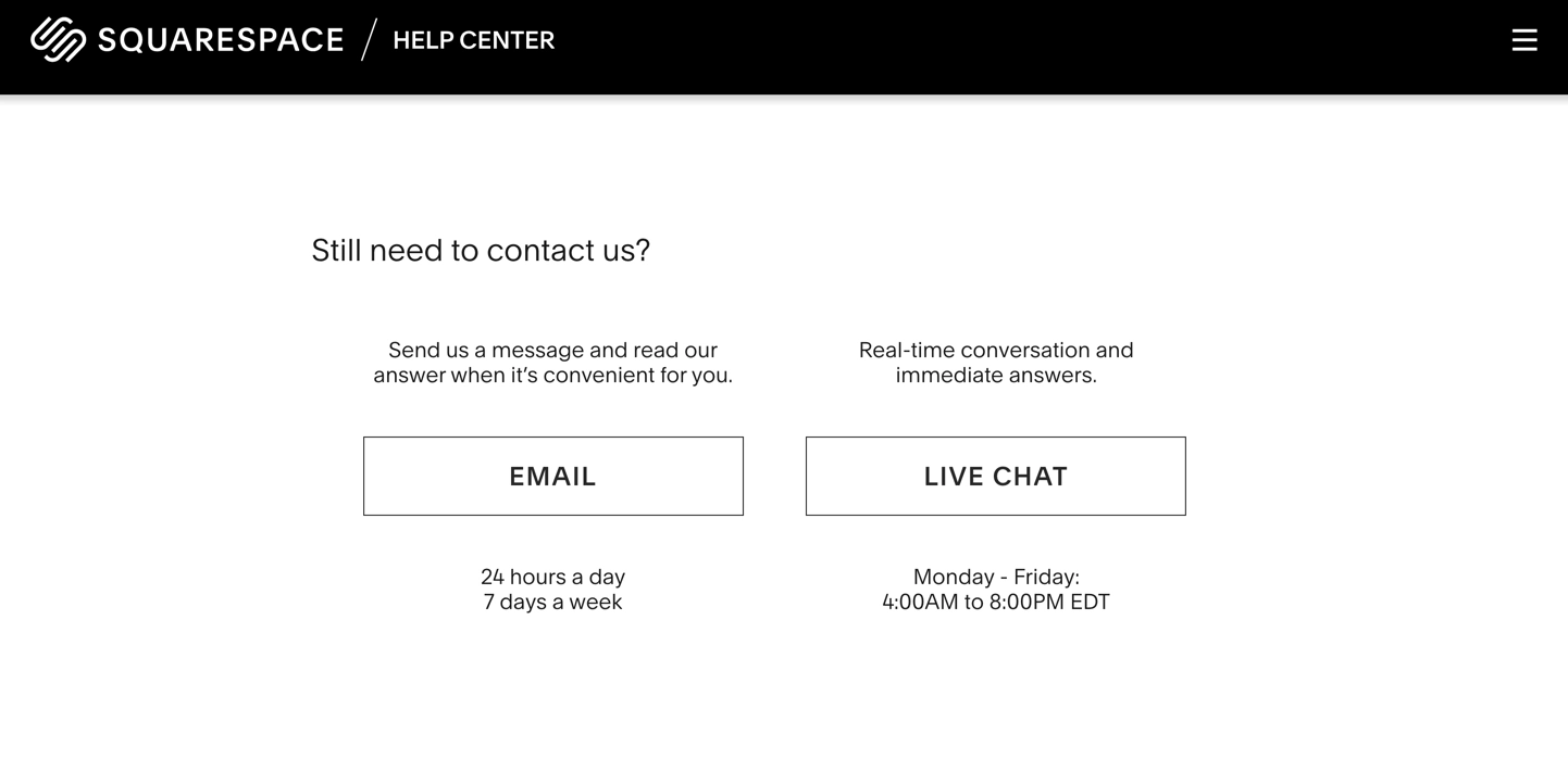 チャットとメールのサポート-Squarespaceのレビュー