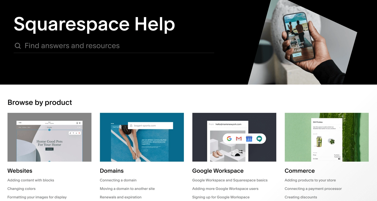 Revue Squarespace du support client