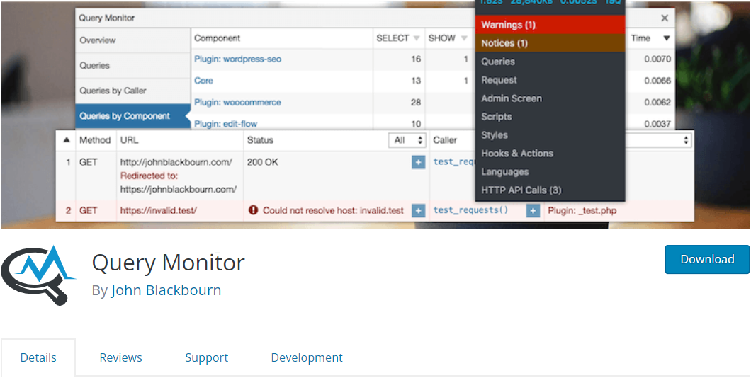 Plug-in de depuração do Query Monitor