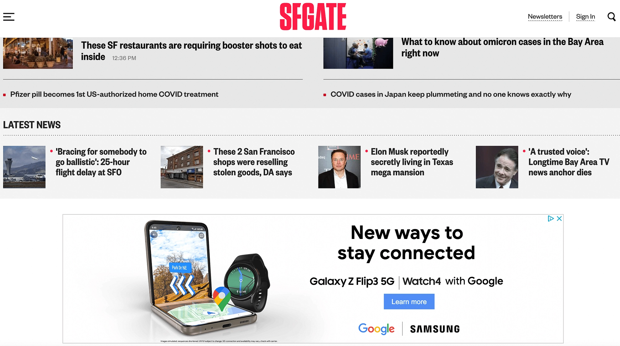 SFGATE'in web sitesi, yalnızca bir bölümde kullanıcı deneyimini iyileştirebilecek reklamlar içerir.