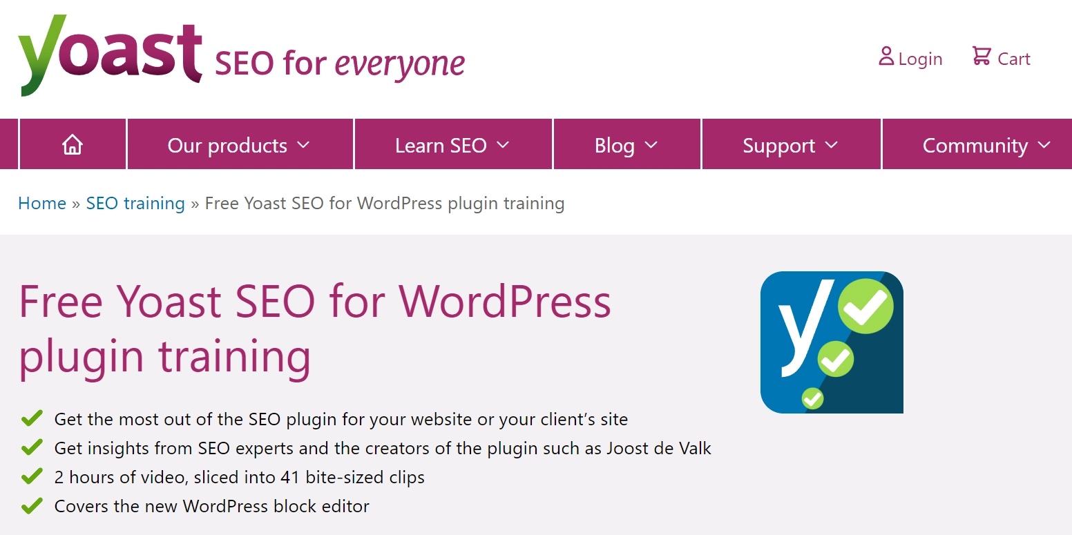 Treinamento gratuito de plugin Yoast SEO para WordPress