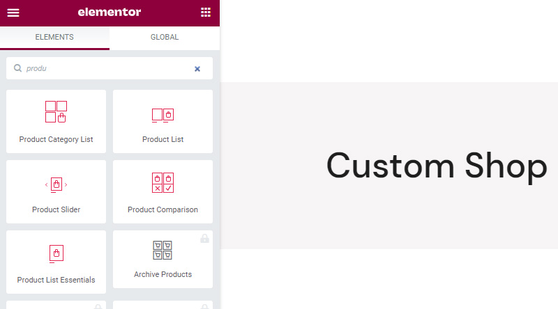 Product widgets