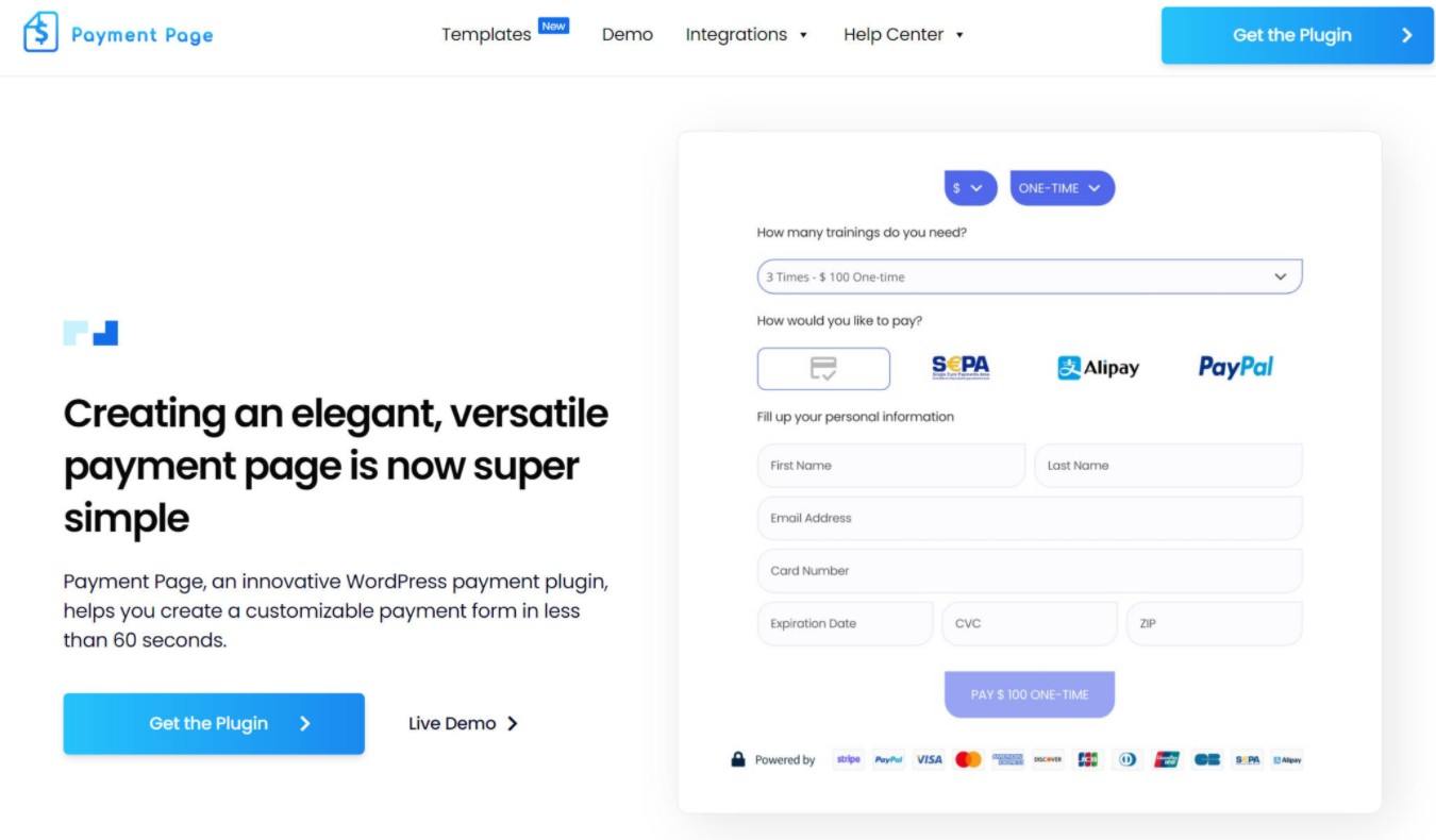 Page de paiement vs WP Simple Pay